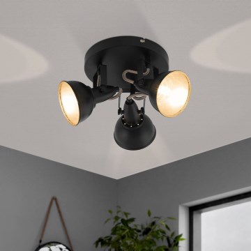 Eglo 75514 - Точково осветително тяло THORNTON 3xE14/28W/230V черно/златисто