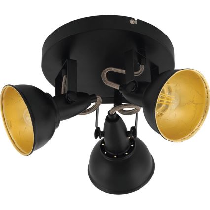 Eglo 75514 - Точково осветително тяло THORNTON 3xE14/28W/230V черно/златисто