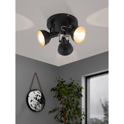 Eglo 75514 - Точково осветително тяло THORNTON 3xE14/28W/230V черно/златисто