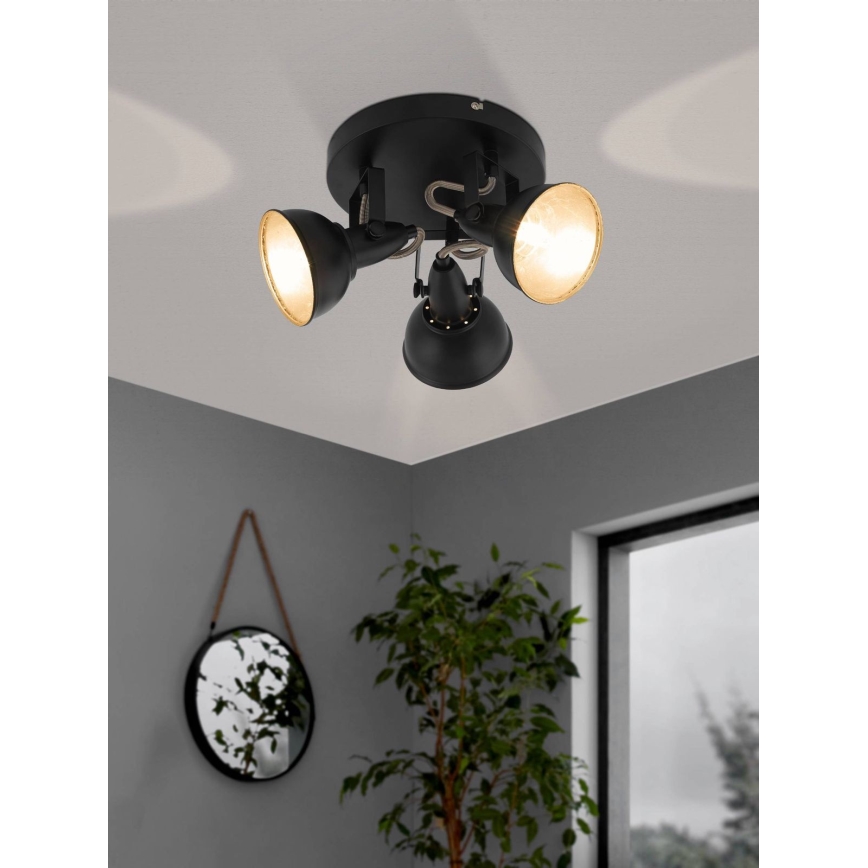Eglo 75514 - Точково осветително тяло THORNTON 3xE14/28W/230V черно/златисто