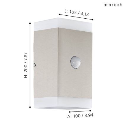 Eglo - LED Екстериорен аплик със сензор 2xGU10/4,6W/230V IP44