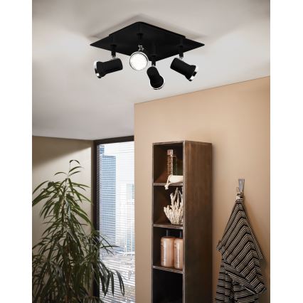Eglo 780428 - LED Спот за баня BABILONE 4xGU10/3W/230V IP44 черен