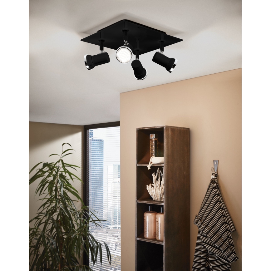 Eglo 780428 - LED Спот за баня BABILONE 4xGU10/3W/230V IP44 черен