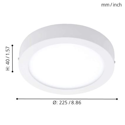 Eglo 78201 - LED таванен плафон FUEVA LED/16,5W/230V Ø 22,5 см