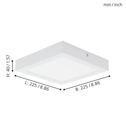 Eglo 78202 - LED таванно осветително тяло FUEVA LED/16,5W/230V 22,5x22,5 cm