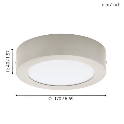 Eglo 78213 - LED таванен плафон FUEVA LED/10,9W/230V, диам. 17 см