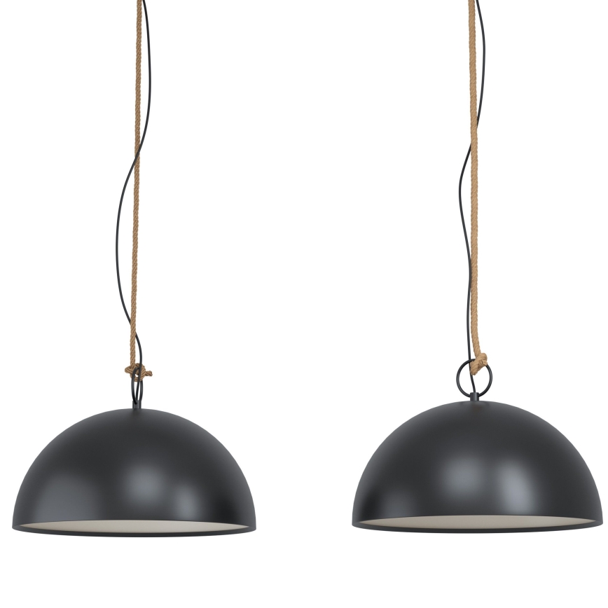 Eglo 78444 - Пендел HODSOLL 2xE27/40W/230V черен/кафяв