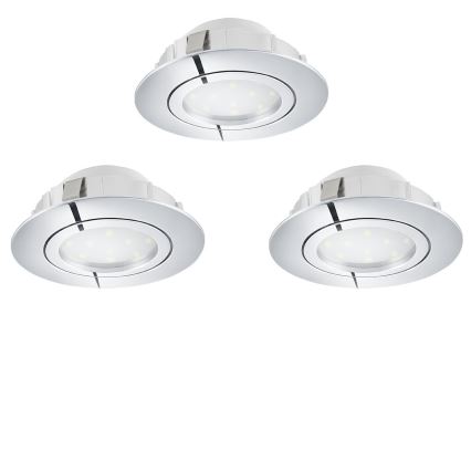 Eglo 78761 - К-кт 3x LED Димируема лампа за вграждане PINEDA LED/6W/230V 3000K лъскав хром