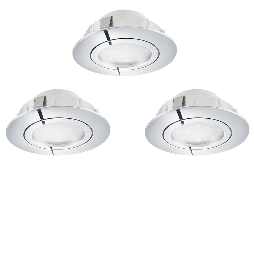 Eglo 78761 - К-кт 3x LED Димируема лампа за вграждане PINEDA LED/6W/230V 3000K лъскав хром