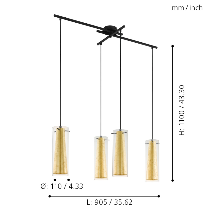 Eglo 79344 - Пендел PINTO GOLD 4xE27/40W/230V златист