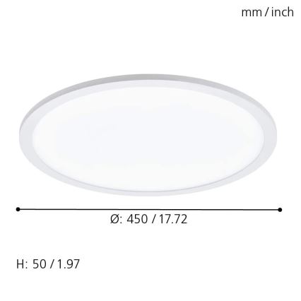 Eglo 79469 - LED Димируем плафон POZZALLO LED/21W/230V 2700-6500K бял + дистанционно управление