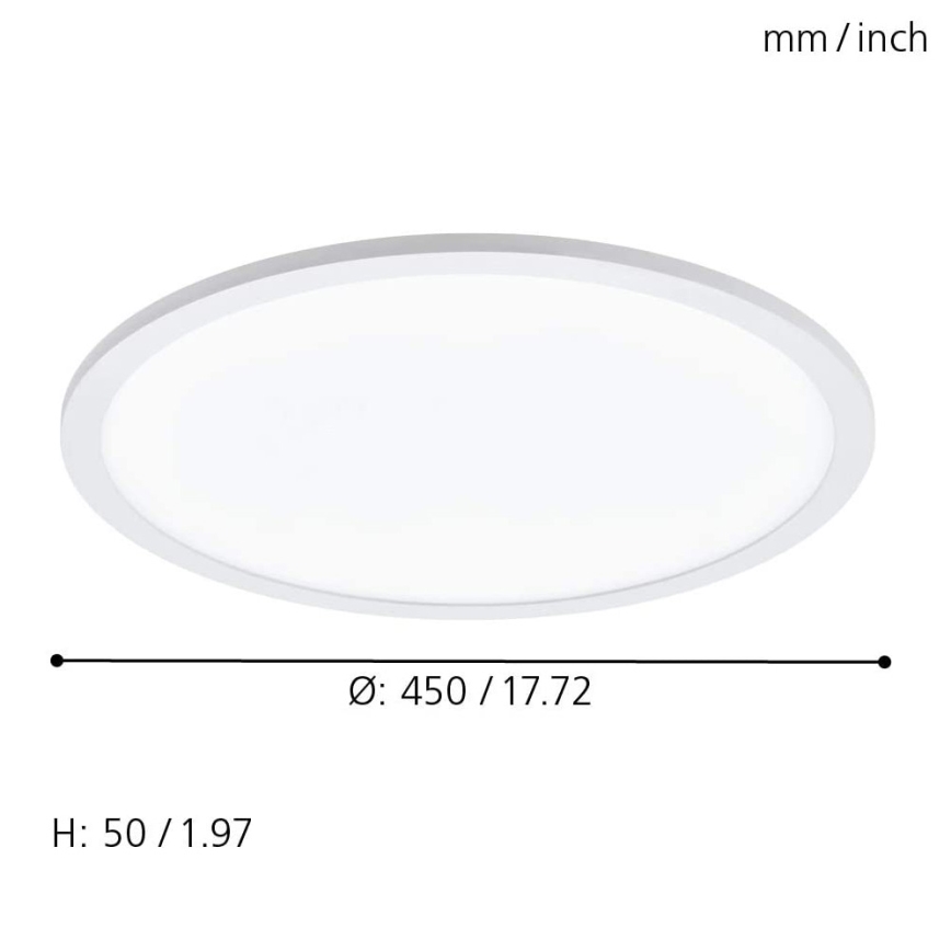 Eglo 79469 - LED Димируем плафон POZZALLO LED/21W/230V 2700-6500K бял + дистанционно управление