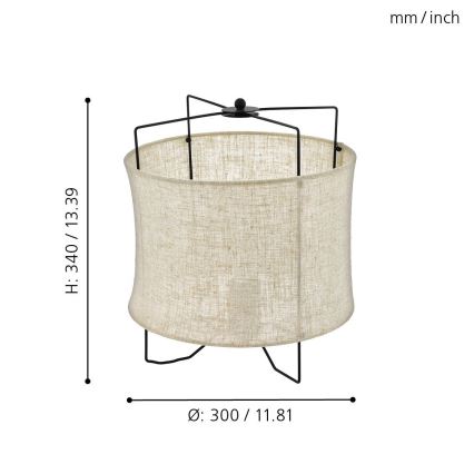 Eglo 79645 - Настолна лампа BRIDEKIRK 1xE27/40W/230V бежова