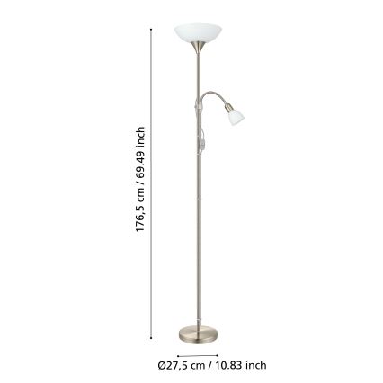 EGLO - Подова лампа 1xE27/60W + 1xE14/25W матов хром