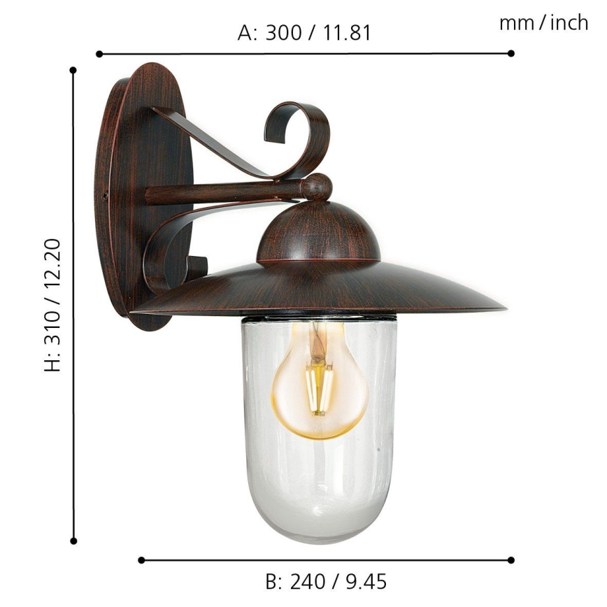 Eglo - Екстериорна Стенна лампа 1xE27/60W IP44