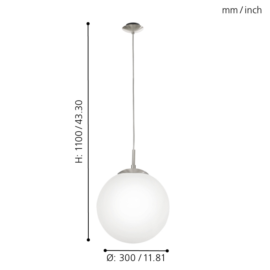 EGLO - Пендел 1xE27/60W/230V Ø 30 см бял