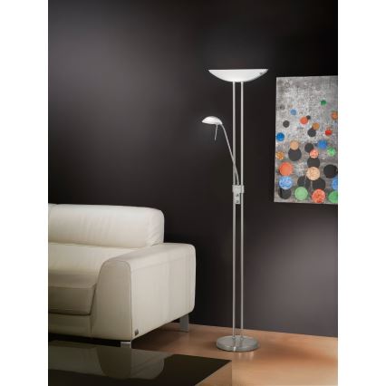 EGLO - Димируема подова лампа BAYA 1xR7s/230W+1xG9/33W матов хром