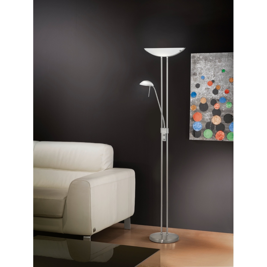 EGLO - Димируема подова лампа BAYA 1xR7s/230W+1xG9/33W матов хром