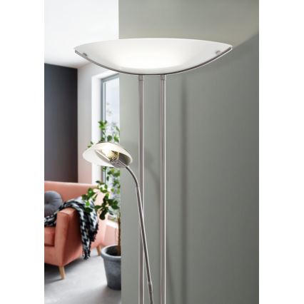 EGLO - Димируема подова лампа BAYA 1xR7s/230W+1xG9/33W матов хром