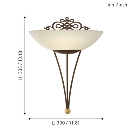 Eglo - Аплик 1xE27/60W антично кафяв/златист