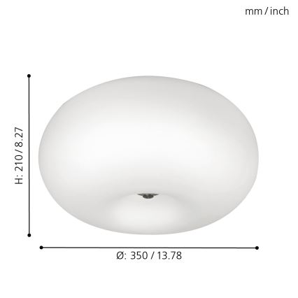 EGLO - Плафон OPTICA 2xE27/60W/230V опалово стъкло Ø 35 см