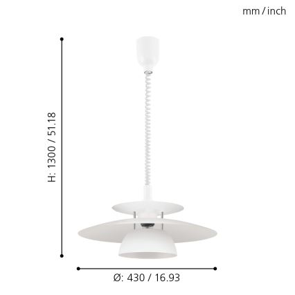 Eglo - Полилей свиващ се 1xE27/60W/230V