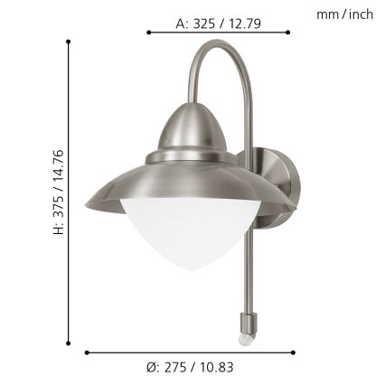 Eglo - Екстериорна със сензор Стенна лампа 1xE27/60W IP44