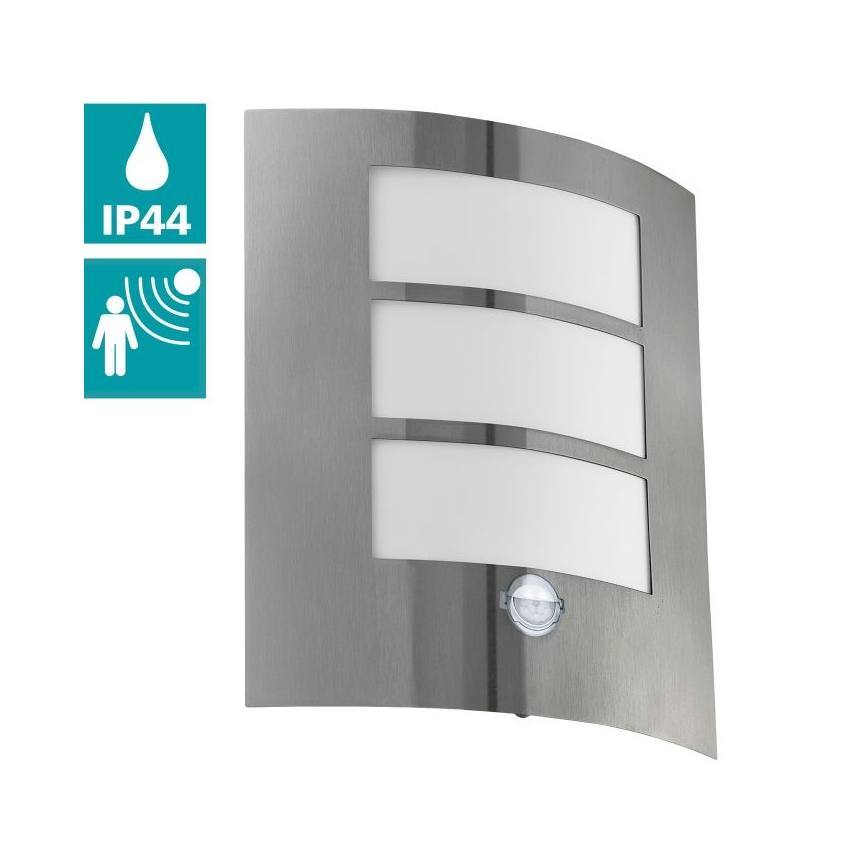 Eglo - със сензор Екстериорна Стенна лампа 1xE27/15W/230V IP44