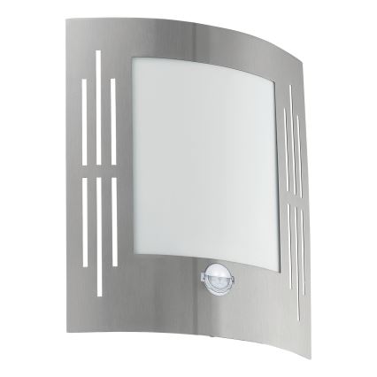 Eglo - със сензор Екстериорна Стенна лампа 1xE27/15W/230V IP44