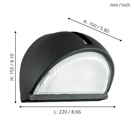 Eglo - Екстериорна Стенна лампа 1xE27/60W черна IP44