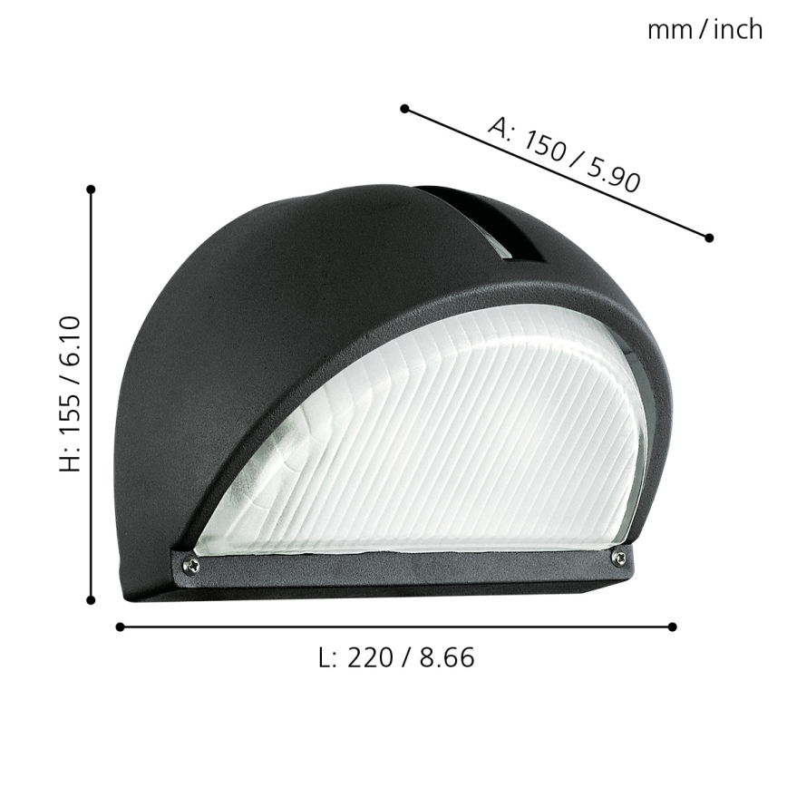 Eglo - Екстериорна Стенна лампа 1xE27/60W черна IP44