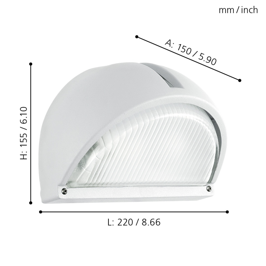 Eglo - Външна стенна лампа 1xE27/60W бяла IP44
