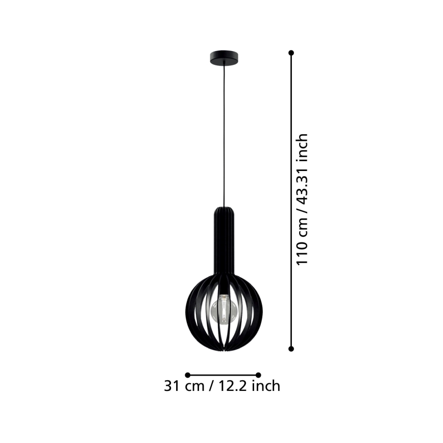 Eglo - Пендел 1xE27/40W/230V Ø 31 см черен