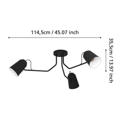 Eglo - Полилей за повърхностен монтаж 3xE27/25W/230V