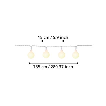 Eglo - LED Екстериорна декоративна верига 50xLED/0,066W/4,5V IP44