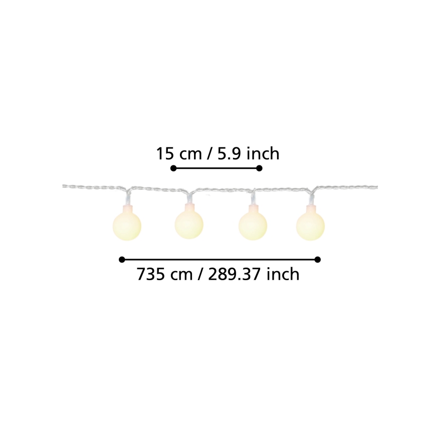 Eglo - LED Екстериорна декоративна верига 50xLED/0,066W/4,5V IP44