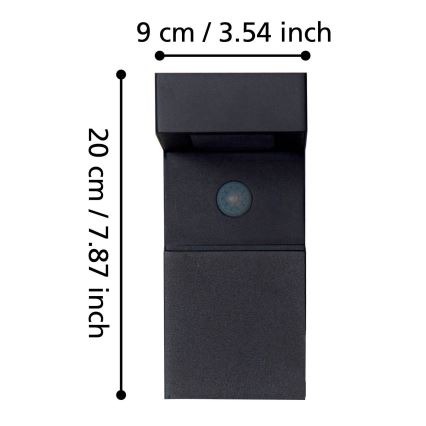 Eglo - LED Екстериорна соларна лампа със сензор 18xLED/0,2W/3,7V 2200 mAh IP44