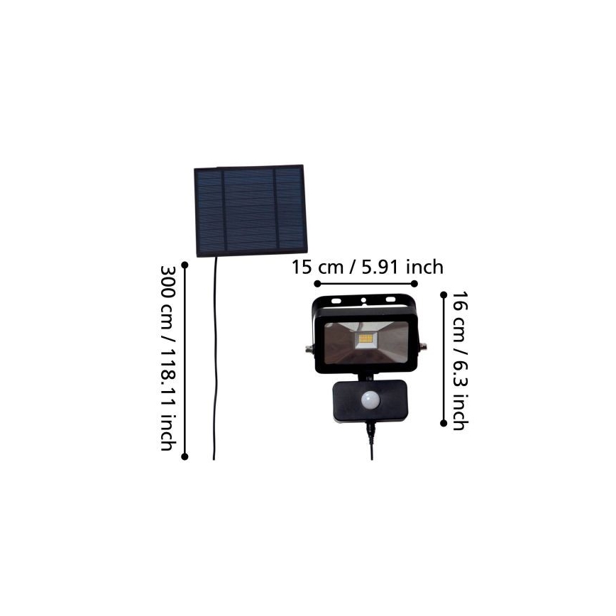Eglo - LED Соларен прожектор със сензор 15xLED/0,03W/3,7V 2600 mAh IP44