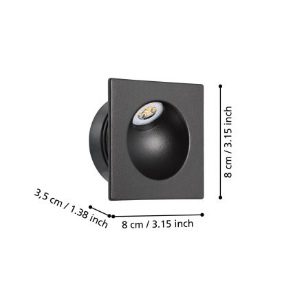 Eglo - LED Лампа за стълбище LED/2W/230V 3000K черен