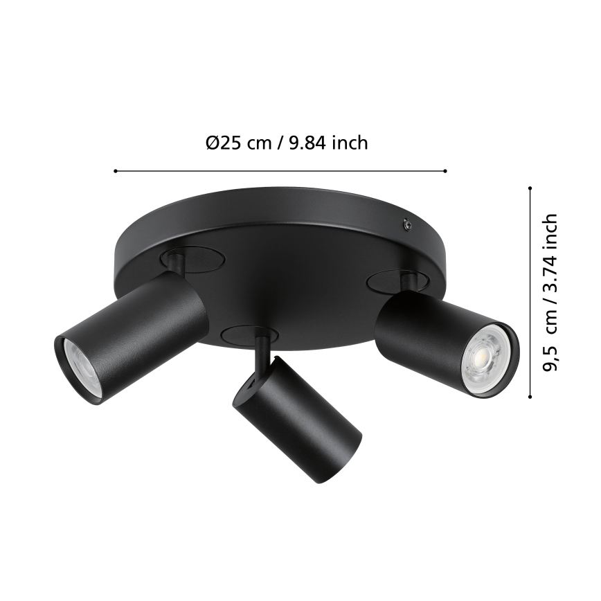 Eglo - LED RGBW Димируем спот 3xGU10/4,9W/230V черен
