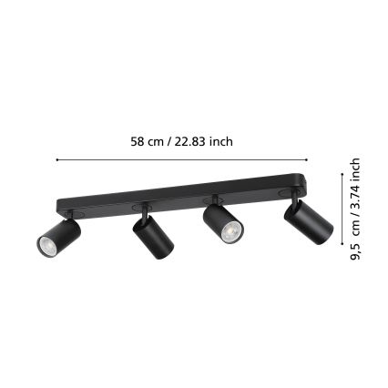 Eglo - LED RGBW Димируем спот 4xGU10/4,9W/230V черен