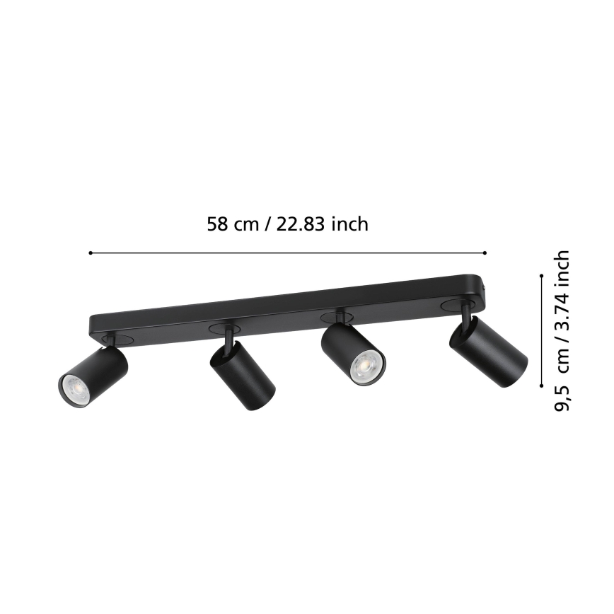 Eglo - LED RGBW Димируем спот 4xGU10/4,9W/230V черен