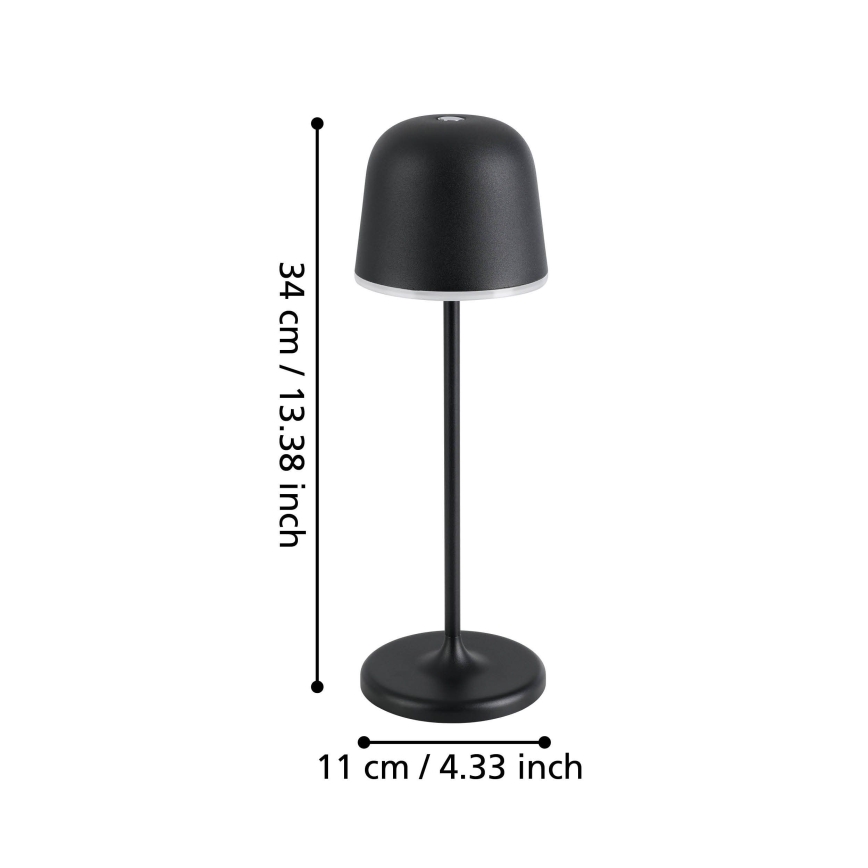 Eglo - LED Димируем екстериорен rechargeable лампа LED/2,2W/5V 1800 mAh черен IP54