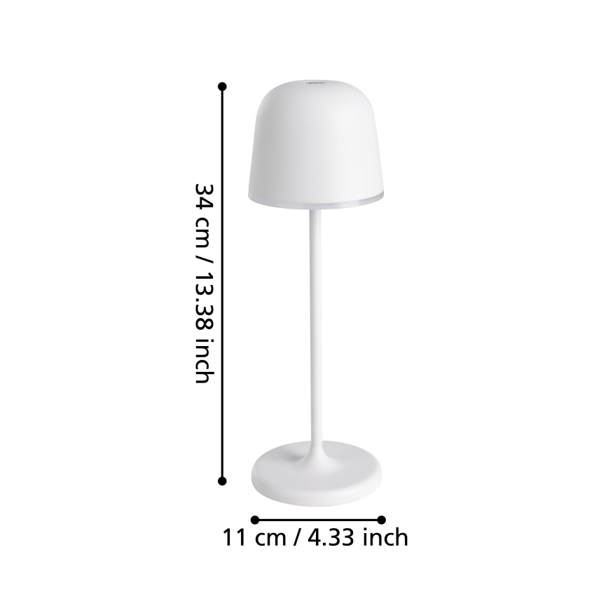 Eglo - LED регулируема външна презареждаща се лампа LED/2,2W/5V 1800 mAh сива IP54