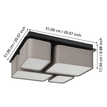 Eglo - Плафониера 4xE27/28W/230V
