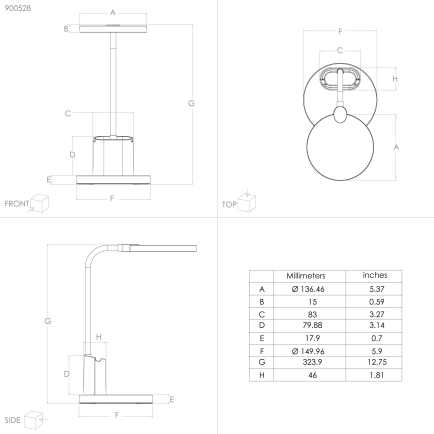 Eglo - LED Димируема настолна лампа LED/2,1W/5V 1500 mAh 3000-6500K черна