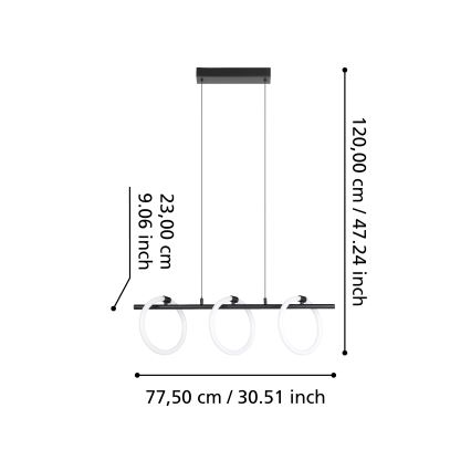 Eglo - LED Пендел 3xLED/9W/230V