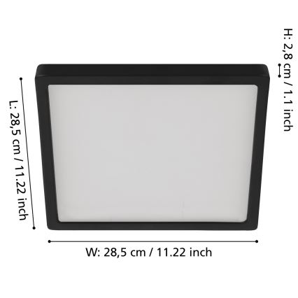 Eglo - LED Димируем плафон LED/20,5W/230V черен