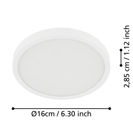 Eglo - LED таванно осветително тяло за баня LED/11W/230V IP44 бяло Ø 16 см
