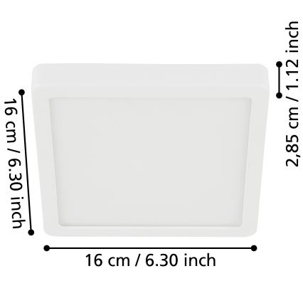 Eglo - LED таванно осветително тяло за баня LED/11W/230V IP44 бяло 16x16 см